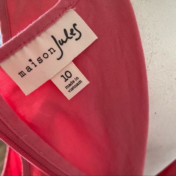 Maison Jules Vintage Inspired Fit & Flare Sleeveless Bow Berry Pink Dress Sz 10 - Picture 8 of 8